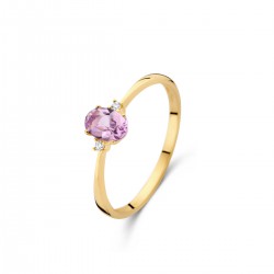 Ring 18 karaat met amethist en diamant, briljant geslepen - 113925