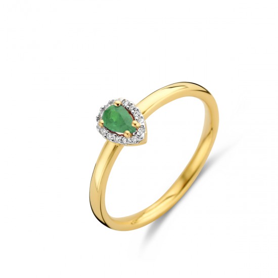 Ring 18 karaat met diamanten en smaragd edelstenen - 115557