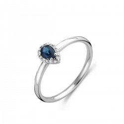 Ring 18 karaat met diamanten en blauwe saffier - 115559