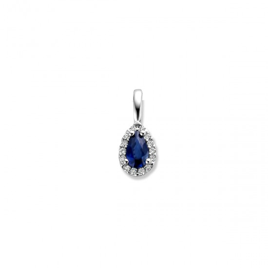 Hanger 18 karaat met blauwe saffier en diamant, briljant geslepen - 116458