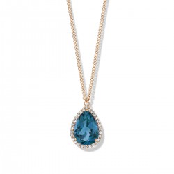 Halsketting One More met diamant, briljant geslepen en London Blue topaas - 116577