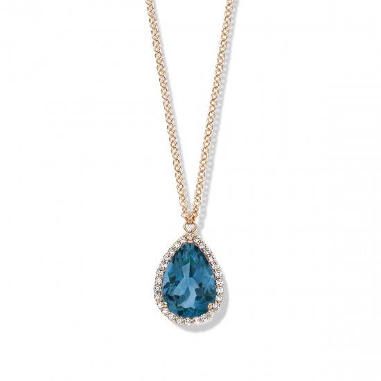 Halsketting One More met diamant, briljant geslepen en London Blue topaas - 116577