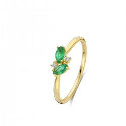 Ring 18 karaat met diamant en smaragd - 117122