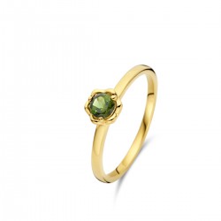 Ring 18 karaat geel goud met groene toermalijn - 117219
