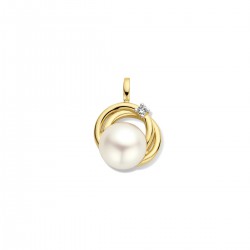 Hanger 18 karaat met zoetwaterparel en 1 diamant van 0.03ct. - 117112