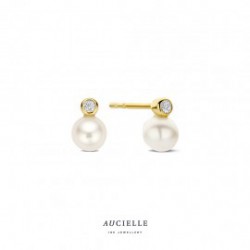 Aucielle oorstekers parel met zirconium steen - 121383