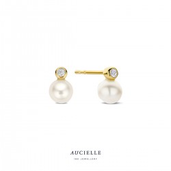 Aucielle oorstekers parel met zirconium steen - 121383