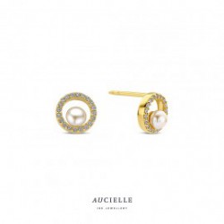 Aucielle oorstekers parel met zirconium steen - 121384