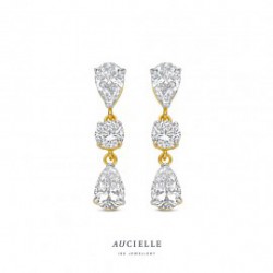 Aucielle oorbellen met zirconium steen ovaal/peer - 121388