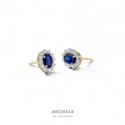 Aucielle oorbellen entourage blauwe saffier LGD (2x12x0455ct 1x1ct) - 121392