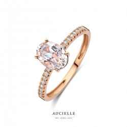 Ring Aucielle met morganiet en zirconium zijstenen - 120075
