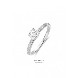 Ring Aucielle LGD 4 griffen round 0.50ct + 0.19ct sidestones - 120089