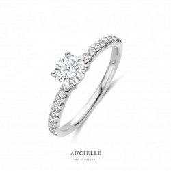 Ring Aucielle LGD 4 griffen round 0.50ct + 0.19ct sidestones - 120089