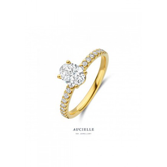 Ring Aucielle LGD 4 griffen ovaal 0.75ct + 0.23ct sidestones - 120090