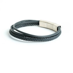 Gemini armband drievoudige armband met grijs Italiaans nappaleer - 117400