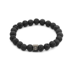 Gemini Armband met 8mm Lavasteen en een zwarte spacer - 112544